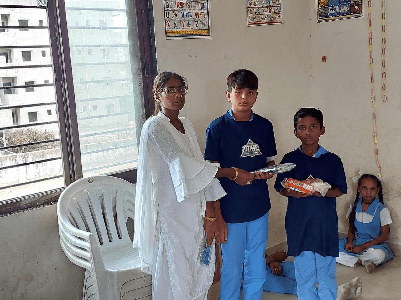 Hygiene kit distribution to children and families